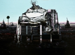 08-Enkazdan-Kaide-IV,-2017,-Kontrplak-Üzerine-Karışık-Teknik,-50-x-32-cm
