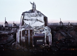 09-Enkazdan-Kaide-VI,-2017,-Kontrplak-Üzerine-Karışık-Teknik,-50-x-32-cm