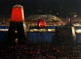 21-Blue Borders%2c 120x150 cm. Mixed Media on Canvas%2c 2010
